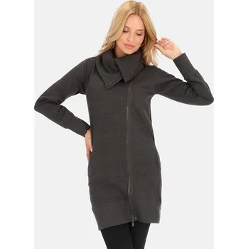 Dámský kabát Tmavě šedý dámský pletený kabát na zip BLH 61ANELA F - Antracyt Velikost: L