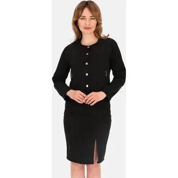 Dámská cargo bunda Černá dámská krátká semišová bunda se zlatými cvočky BLE 241085 F - Black Velikost: 3XL