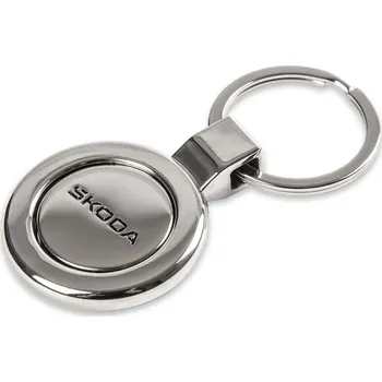 Originální praktická kovová klíčenka Škoda s žetonem do obchodu
