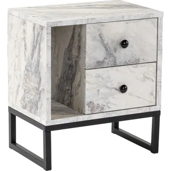 Noční stolek Noční stolek POLSAR, mramor/černá + vyzvednutí ZDARMA