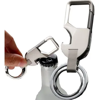 Pánský kovový přívěsek na klíče s otvírákem na láhve, délka 9 cm, šířka 3 cm