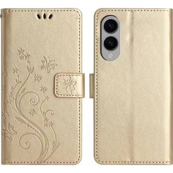Pouzdro na mobilní telefon Flowers knížkové pouzdro na Samsung Galaxy S25 Edge - zlaté