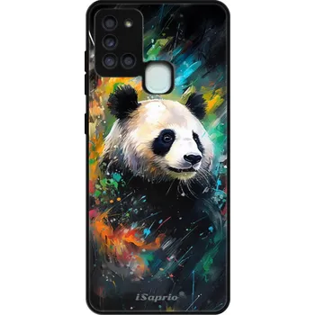 Pouzdro na mobilní telefon Lesklé pouzdro iSaprio pro Samsung Galaxy A21s - Abstract Panda (Lesklé pouzdro, kryt, obal iSaprio Exclusive na mobil Samsung Galaxy A21s s motivem Abstract Panda - elegantní skleněný vzhled, skvělá ochrana mobilu a luxusní styl, vyrobeno v Česku)