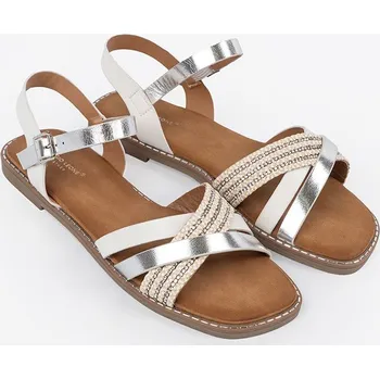 Dámské sandále Bílé dámské sandály na plochém podpatku Sergio Leone