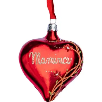 Vánoční ozdoba Koulier Skleněná ozdoba Srdce s nápisem: Mamince, 1 ks