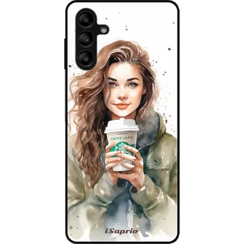 Pouzdro na mobilní telefon Lesklé pouzdro iSaprio pro Samsung Galaxy A13 5G / A04s - Girl With Latte (Lesklé pouzdro, kryt, obal iSaprio Exclusive na mobil Samsung Galaxy A13 5G / A04s s motivem Girl With Latte - elegantní skleněný vzhled, skvělá ochrana mobilu a luxusní styl,)