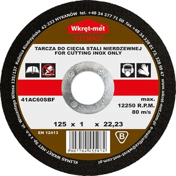 Řezný kotouč Klimas Wkret-Met 125x1,0mm - 1ks - Řezný kotouč na nerez