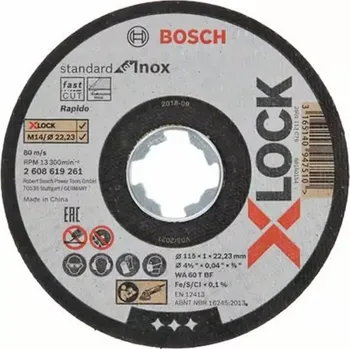 Řezný kotouč 2608619266 Řezný kotouč na kov Standard for Inox 115mm Bosch X-LOCK + DÁREK ZDARMA!