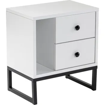 Noční stolek Noční stolek POLSAR, bílá/černá + vyzvednutí ZDARMA