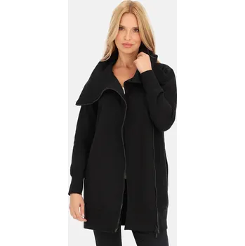 Dámský kabát Černý dámský pletený kabát na zip BLH 61ANELA F - Black Velikost: L
