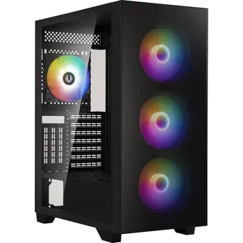 PC skříň BitFenix skříň Flow FRGB/ ATX / 4x 120mm FRGB fan / 2x USB 3.0 / tvrzené sklo / černá BFC-FLO-300-KKGSK-4F