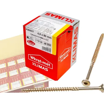 Vrut Klimas Wkret-Met TX 4,5x80mm - 1 Karton (12x250 ks) - Vruty do dřeva se zápustnou hlavou, WKCS