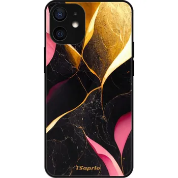 Pouzdro na mobilní telefon Lesklé pouzdro iSaprio pro Apple iPhone 12 Mini - Gold Pink Marble (Lesklé pouzdro, kryt, obal iSaprio Exclusive na mobil Apple iPhone 12 Mini s motivem Gold Pink Marble - elegantní skleněný vzhled, skvělá ochrana mobilu a luxusní styl, vyrobeno v Česku)