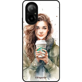 Pouzdro na mobilní telefon Lesklé pouzdro iSaprio pro Realme C67 - Girl With Latte (Lesklé pouzdro, kryt, obal iSaprio Exclusive na mobil Realme C67 s motivem Girl With Latte - elegantní skleněný vzhled, skvělá ochrana mobilu a luxusní styl, vyrobeno v Česku)