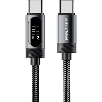 Datový kabel Rychlonabíjecí kabel PD60W duální USB C s LED displejem 3A USB2.0 480 Mbps 1 m kabel pro rychlé nabíjení a vysokorychlostní přenos dat