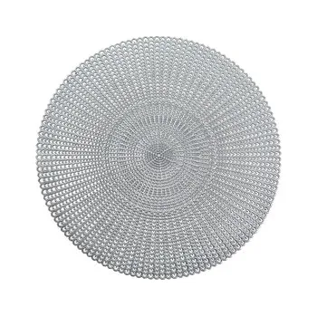 ZELLER Prostírání kulaté stříbrné plastové, průměr 41cm