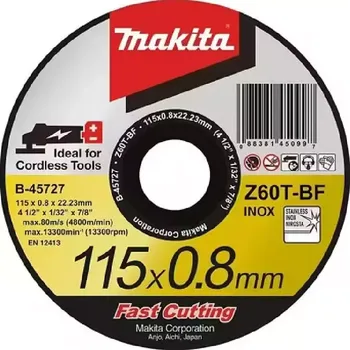 Řezný kotouč E-10861-12 Kotouč řezný nerez 115x0,8x22,23mm, 12ks Makita