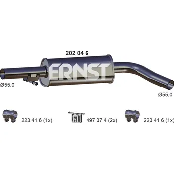 Výfukový systém Střední tlumič výfuku ERNST 202046