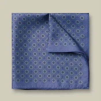 Kravata Charles Tyrwhitt Medallion Silk Pocket Square — Heather Blue