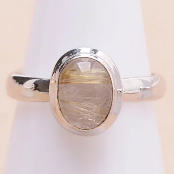 Prsten Nefertitis Sagenit křišťál s rutilem prsten stříbro Ag 925 68784 55 mm