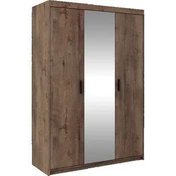 Šatní skříň Skříň TEKEN 3D se zrcadlem, dub lefkas +možnost VÝNOSU + vyzvednutí ZDARMA