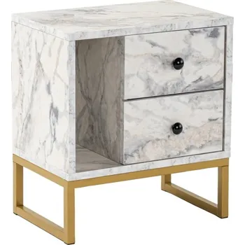 Noční stolek Noční stolek POLSAR, mramor/zlatá + vyzvednutí ZDARMA