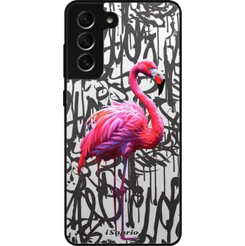 Pouzdro na mobilní telefon Lesklé pouzdro iSaprio pro Samsung Galaxy S21 FE 5G - Flamingo Graffiti (Lesklé pouzdro, kryt, obal iSaprio Exclusive na mobil Samsung Galaxy S21 FE 5G s motivem Flamingo Graffiti - elegantní skleněný vzhled, skvělá ochrana mobilu a luxusní styl, vyrobeno