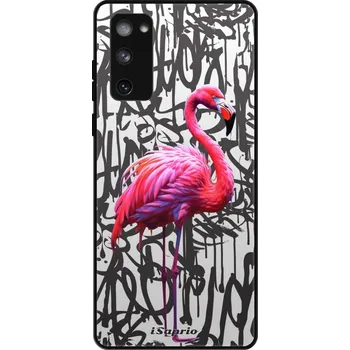 Pouzdro na mobilní telefon Lesklé pouzdro iSaprio pro Samsung Galaxy S20 FE - Flamingo Graffiti (Lesklé pouzdro, kryt, obal iSaprio Exclusive na mobil Samsung Galaxy S20 FE s motivem Flamingo Graffiti - elegantní skleněný vzhled, skvělá ochrana mobilu a luxusní styl, vyrobeno v Čes
