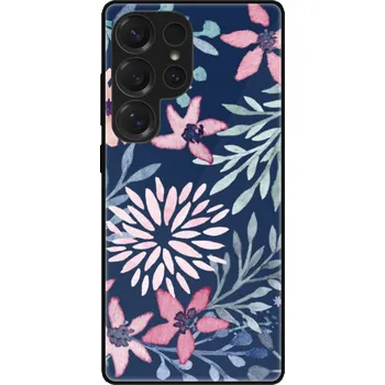 Pouzdro na mobilní telefon Lesklé pouzdro iSaprio pro Samsung Galaxy S25 Ultra - Leaves on Blue (Lesklé pouzdro, kryt, obal iSaprio Exclusive na mobil Samsung Galaxy S25 Ultra s motivem Leaves on Blue - elegantní skleněný vzhled, skvělá ochrana mobilu a luxusní styl, vyrobeno v Čes