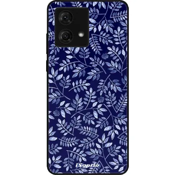 Pouzdro na mobilní telefon Lesklé pouzdro iSaprio pro Motorola Moto G84 - Blue Leaves 05 (Lesklé pouzdro, kryt, obal iSaprio Exclusive na mobil Motorola Moto G84 s motivem Blue Leaves 05 - elegantní skleněný vzhled, skvělá ochrana mobilu a luxusní styl, vyrobeno v Česku)