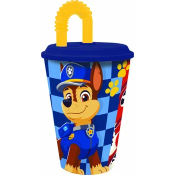 STOR Plastový kelímek s brčkem Paw Patrol 430ml