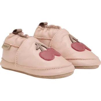 Dětská sálová obuv Dětské barefoot bačkůrky (capáčky) kožené růžové s aplikací Rose Dust EN FANT Velikost: 21