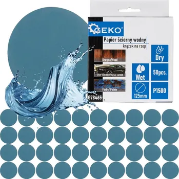 Brusný papír Voděodolný brusný papír na suchý zip, 125 mm, zrnitost P1500, 50ks, Geko G78465