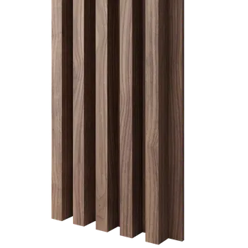 Obklad Lamele 3D Dřevěné lamely ŠIROKÉ na DÝHOVANÉ desce (MDF), OŘECH DÝHA, 46 x 300 x 2750 mm (0,825 m2)