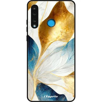 Pouzdro na mobilní telefon Lesklé pouzdro iSaprio pro Huawei P30 Lite - Blue Leaves (Lesklé pouzdro, kryt, obal iSaprio Exclusive na mobil Huawei P30 Lite s motivem Blue Leaves - elegantní skleněný vzhled, skvělá ochrana mobilu a luxusní styl, vyrobeno v Česku)