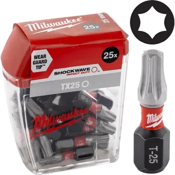 Bit TX-25 - 25mm - 25ks - Bit Milwaukee Shockwave TORX
