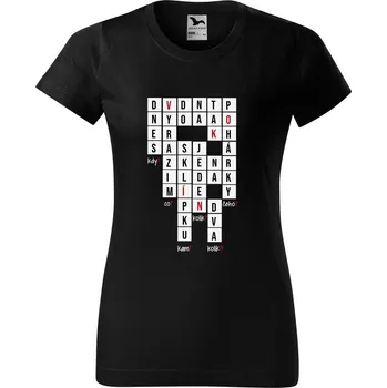 Dámské tričko DOBRÝ TRIKO Dámské tričko s potiskem Víno křížovka Barva: Černá, Velikost: S
