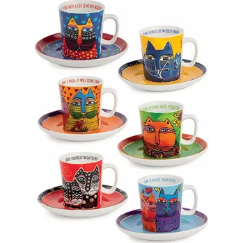 Egan LAUREL BURCH FANTASTIC FELINES Set 6 espresso šálků