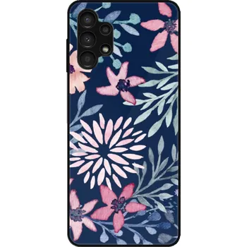 Pouzdro na mobilní telefon Lesklé pouzdro iSaprio pro Samsung Galaxy A13 - Leaves on Blue (Lesklé pouzdro, kryt, obal iSaprio Exclusive na mobil Samsung Galaxy A13 s motivem Leaves on Blue - elegantní skleněný vzhled, skvělá ochrana mobilu a luxusní styl, vyrobeno v Česku)
