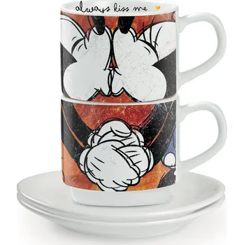 Egan DISNEY LOVE SWEET LOVE Sada 2 červených stohovatelných espresso šálků