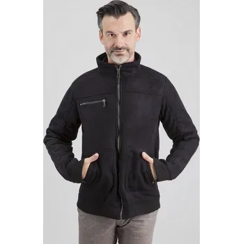 Pánská větrovka Černá pánská semišová bunda se zapínáním na zip PKH 91C0000 H - Black Velikost: 2XL