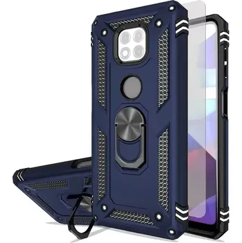 Pouzdro na mobilní telefon Ochranný kryt na Motorola Moto G Power 2021 + ochranná fólie Tmavě modrá