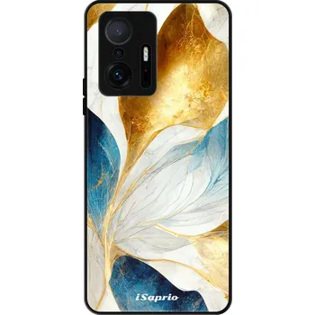 Pouzdro na mobilní telefon Lesklé pouzdro iSaprio pro Xiaomi 11T / 11T Pro - Blue Leaves (Lesklé pouzdro, kryt, obal iSaprio Exclusive na mobil Xiaomi 11T / 11T Pro s motivem Blue Leaves - elegantní skleněný vzhled, skvělá ochrana mobilu a luxusní styl, vyrobeno v Česku)