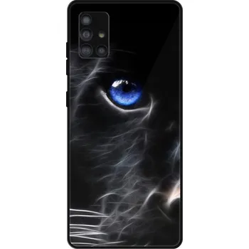 Pouzdro na mobilní telefon Lesklé pouzdro iSaprio pro Samsung Galaxy A51 - Black Puma (Lesklé pouzdro, kryt, obal iSaprio Exclusive na mobil Samsung Galaxy A51 s motivem Black Puma - elegantní skleněný vzhled, skvělá ochrana mobilu a luxusní styl, vyrobeno v Česku)