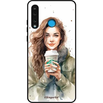 Pouzdro na mobilní telefon Lesklé pouzdro iSaprio pro Huawei P30 Lite - Girl With Latte (Lesklé pouzdro, kryt, obal iSaprio Exclusive na mobil Huawei P30 Lite s motivem Girl With Latte - elegantní skleněný vzhled, skvělá ochrana mobilu a luxusní styl, vyrobeno v Česku)