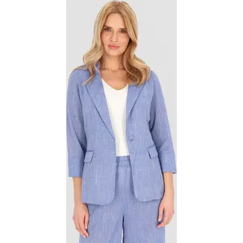 Pánský blejzr Světle modrý dámský lněný blejzr se 7/8 rukávy VEE 252688 F - Light blue Velikost: 42