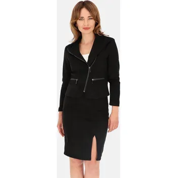 Černá dámská krátká bunda z umělého semiše BLE 241065 F - Black Velikost: L