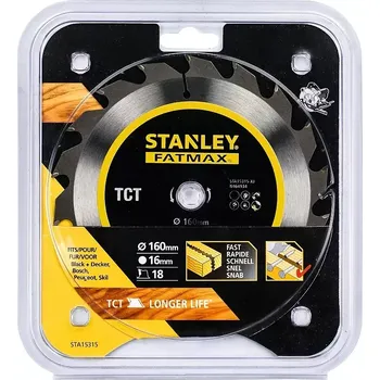 Pilový kotouč STA15315 Pilový kotouč TCT/HM brousitelný pro podélné řezy 160 x 16 mm, 18 zubů Stanley