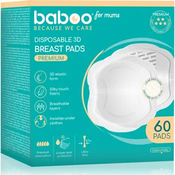 Vložka do podprsenky Baboo Ultra-Slim Disposable Pads jednorázové vložky do podprsenky 60 ks