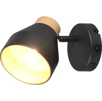 Nástěnné svítidlo Trio Leuchten R81921732 VALENTIN - Nástěnné bodové svítidlo s vypínačem, 1 x E14 (Naklápěcí nástěnné bodové svítidlo v černé barvě s prvkem v imitaci dřeva)